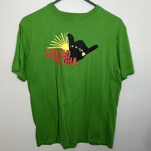 Seren Spread The Aloha Mens Medium Green T-Shirt Hang Loose Short Sleeve VGCond